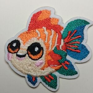 Super Happy Little Fish Friend Embroidered Iron / Sew On Patch Colorful Applique